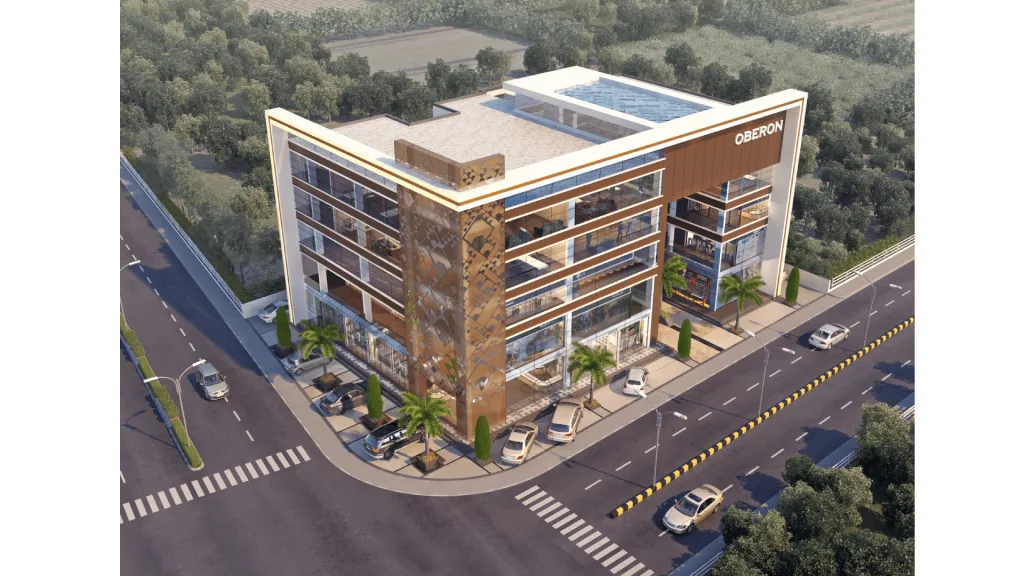 Commercial property architectural exterior view rendering 3