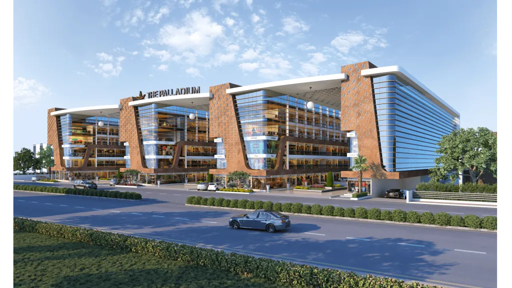 Modern commercial architecture facade detail rendering 4