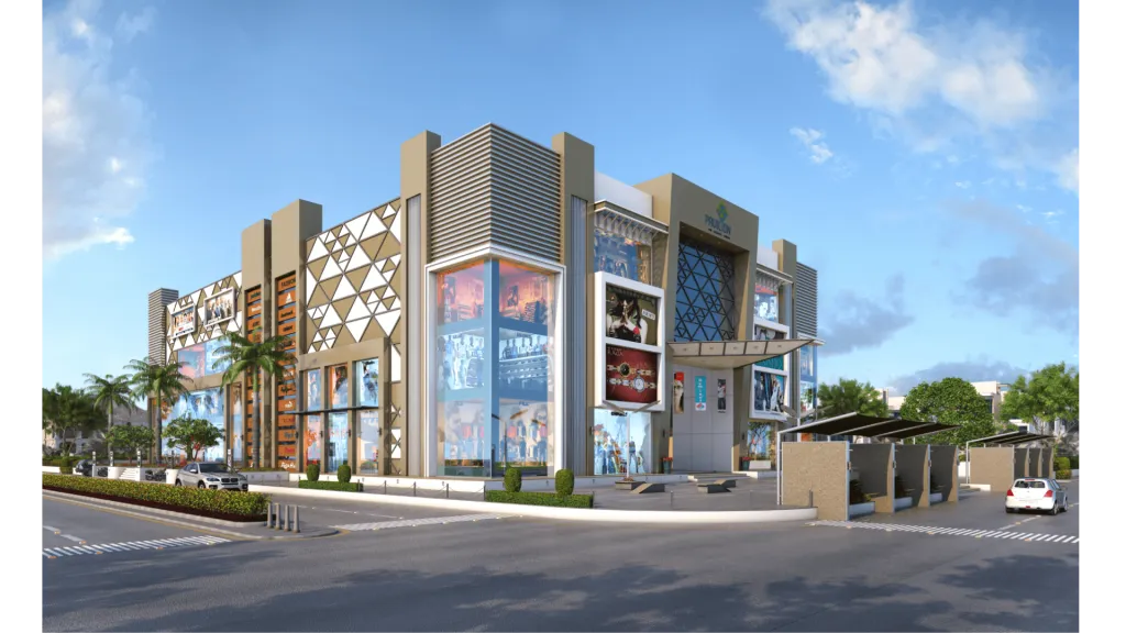 Commercial building entrance architectural design rendering 5