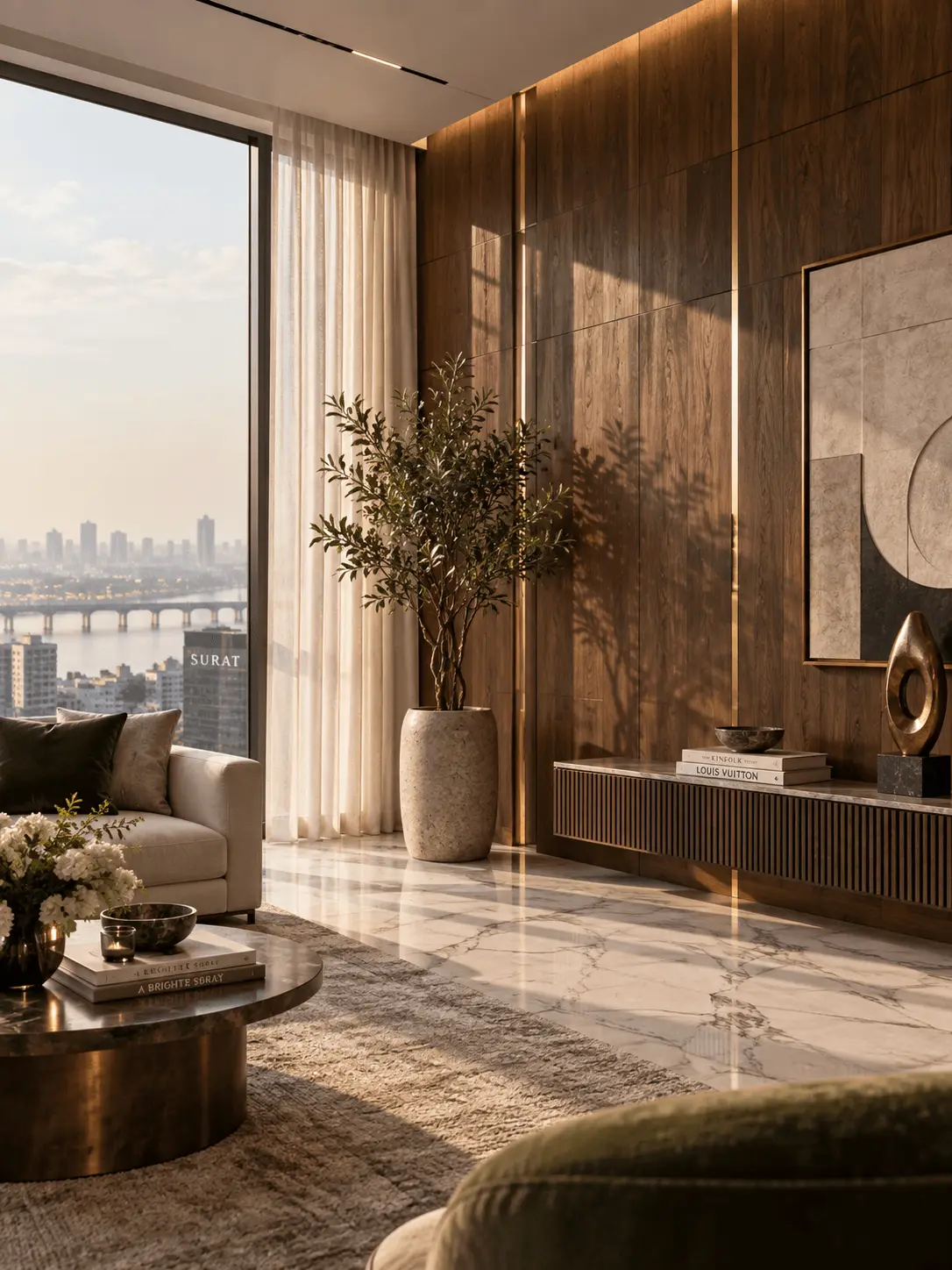 Luxury Walnut Living Room – Surat